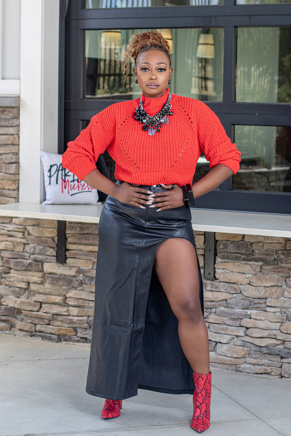 High Standards Faux Leather Skirt