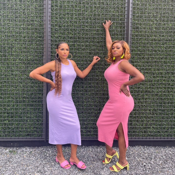 A Split Second Ribbed Midi Dress